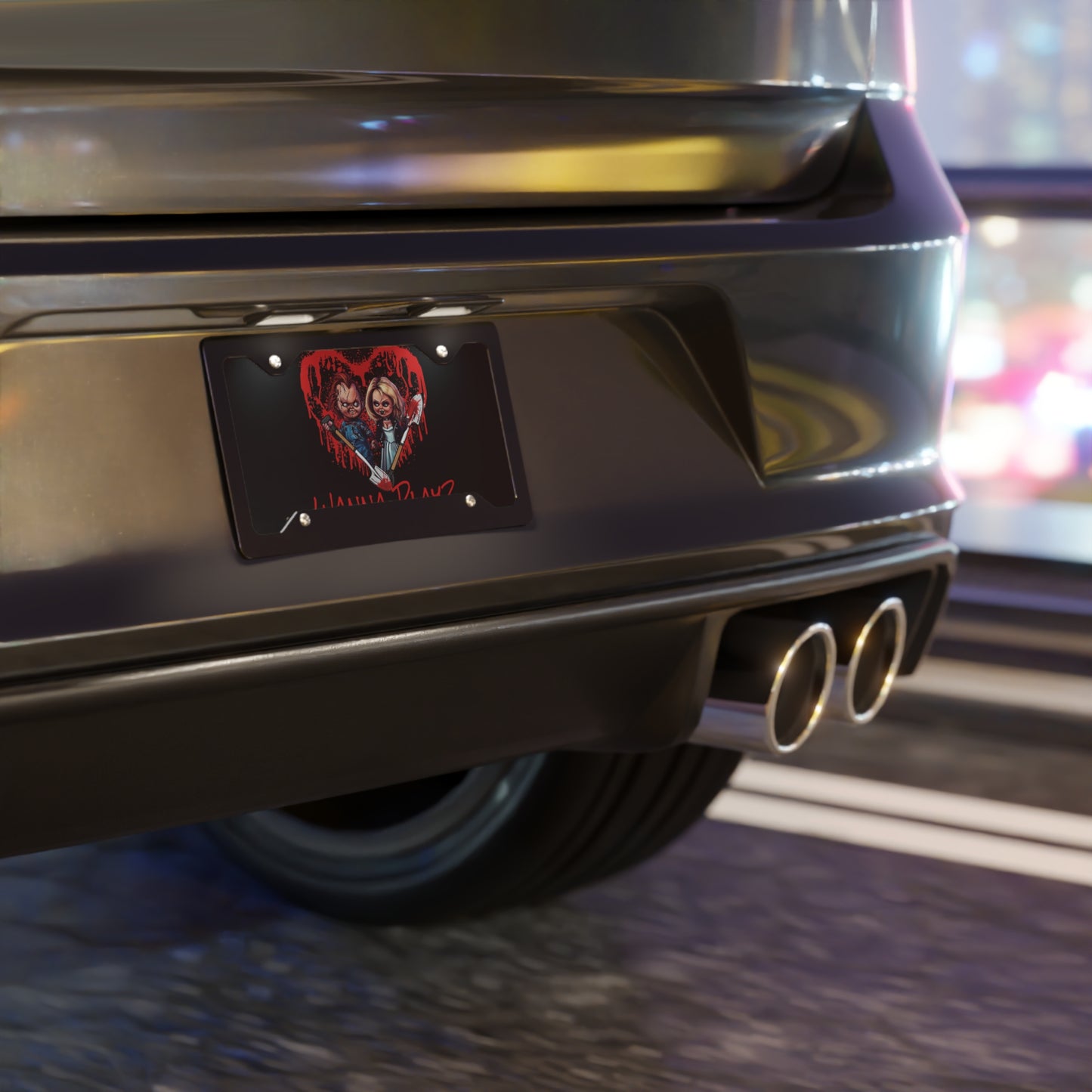 Wanna Play Heart with Horror Dolls Vanity Plate Chucky