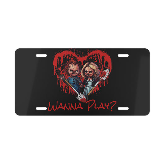 Wanna Play Heart with Horror Dolls Vanity Plate Chucky