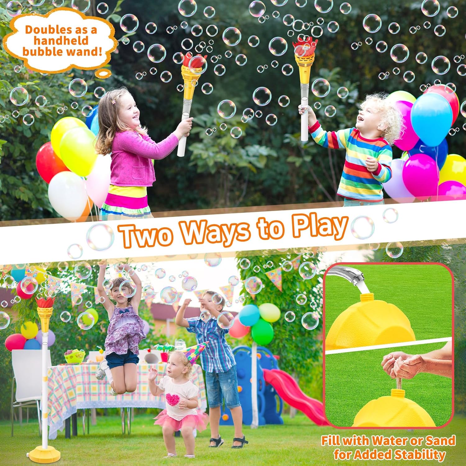 Torch Bubble Machine for Kids, Rechargable Bubble Maker Bubble Toys with Light, Outdoor Automatic Standing Height Adjustable Bubble Machine for Toddlers 1-3, Christmas Birthday Party Gifts
