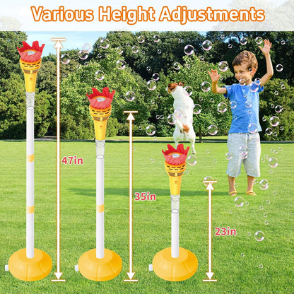 Torch Bubble Machine for Kids, Rechargable Bubble Maker Bubble Toys with Light, Outdoor Automatic Standing Height Adjustable Bubble Machine for Toddlers 1-3, Christmas Birthday Party Gifts