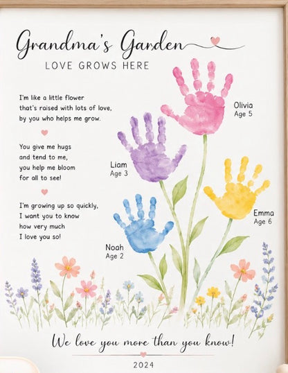 Handprint Craft Printable Mother’s Day Gift Kids Handprint Flower Art Grandma Keepsake Instant Download Printable PDF