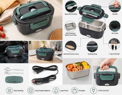 HotSnap™ Portable Heated Lunch Box – Plug-In Food Warmer for Car & Home (110V/12V/24V)