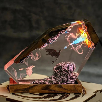 Epoxy Resin Dragon Figurine Set Black And White Mythical Dragons Table Centerpiece For Kids Teens Christmas Holidays Gift