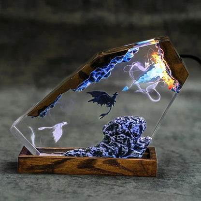 Epoxy Resin Dragon Figurine Set Black And White Mythical Dragons Table Centerpiece For Kids Teens Christmas Holidays Gift