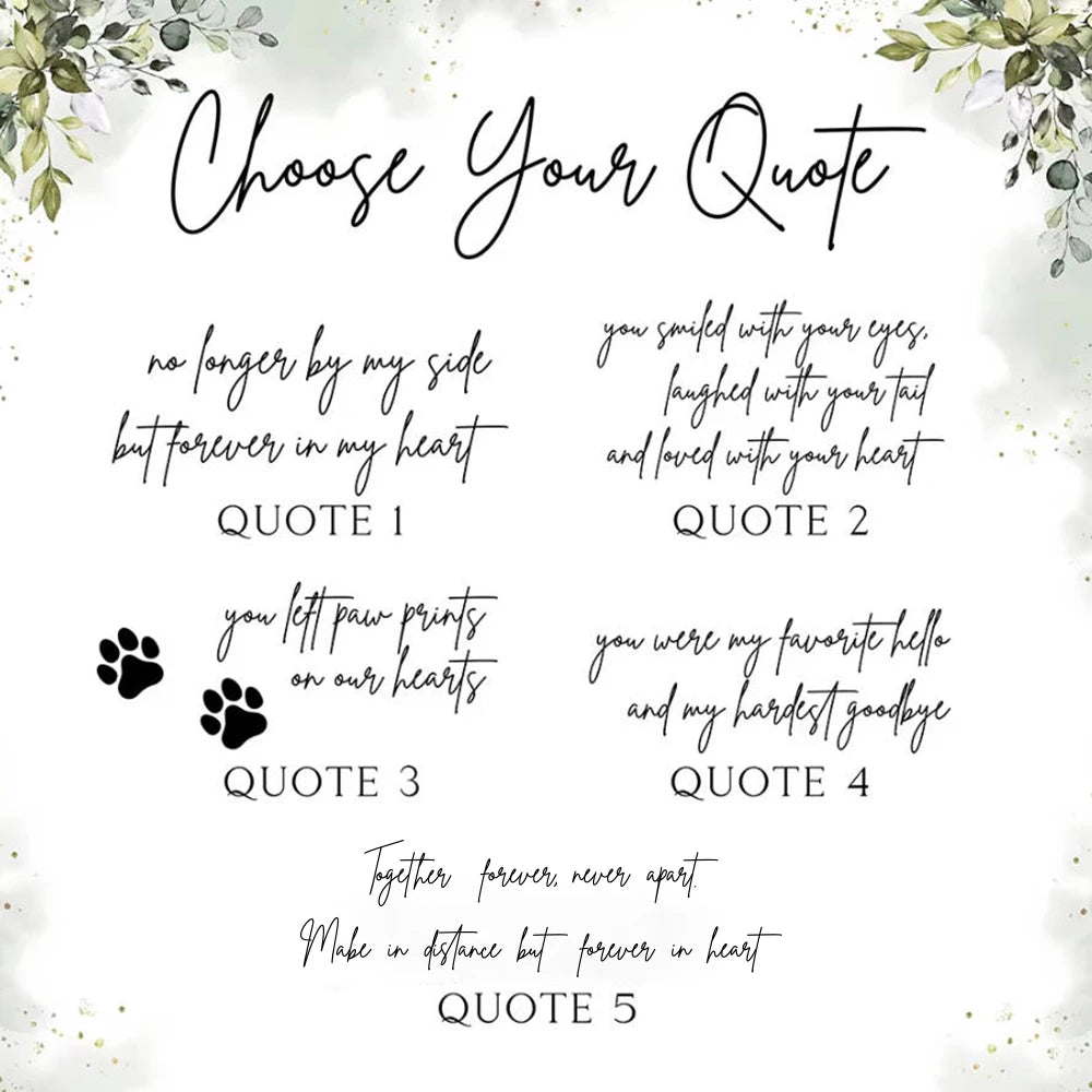 Custom Pet Memorial – Honor your beloved companion with a keepsake that keeps them close forever.